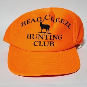 Vintage Orange Snapback Cap Hat Head Cheeze Hunting Club Deer Buck Speedway